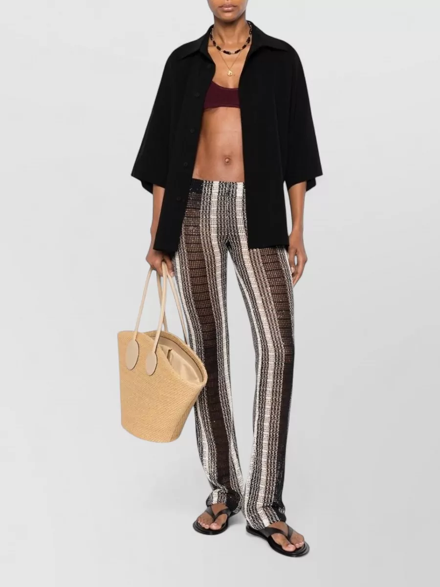 Missoni Striped Open-Knit Sequin-Embellished Trousers