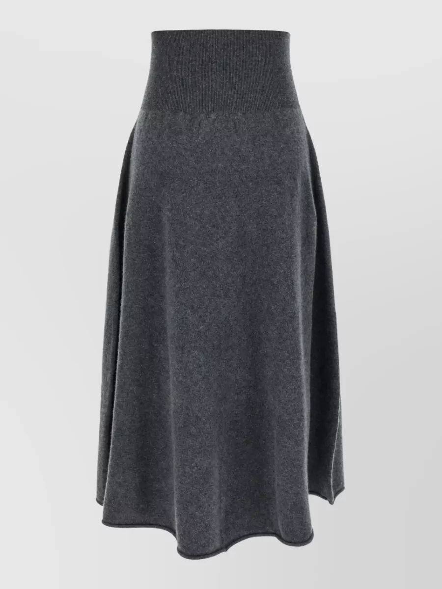 Extreme Cashmere cashmere ribbed high-rise flared midi skirt