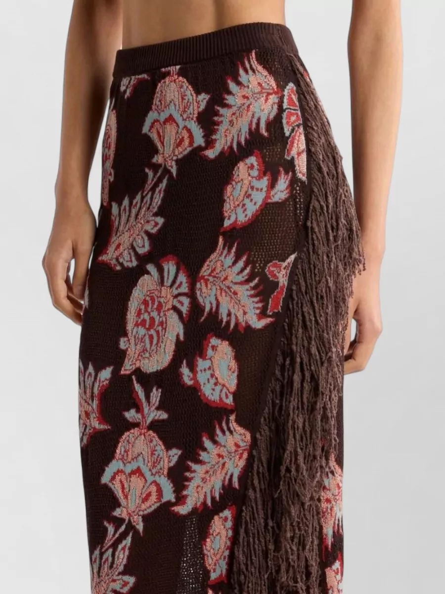 Etro Floral Jacquard Fringed Maxi Skirt
