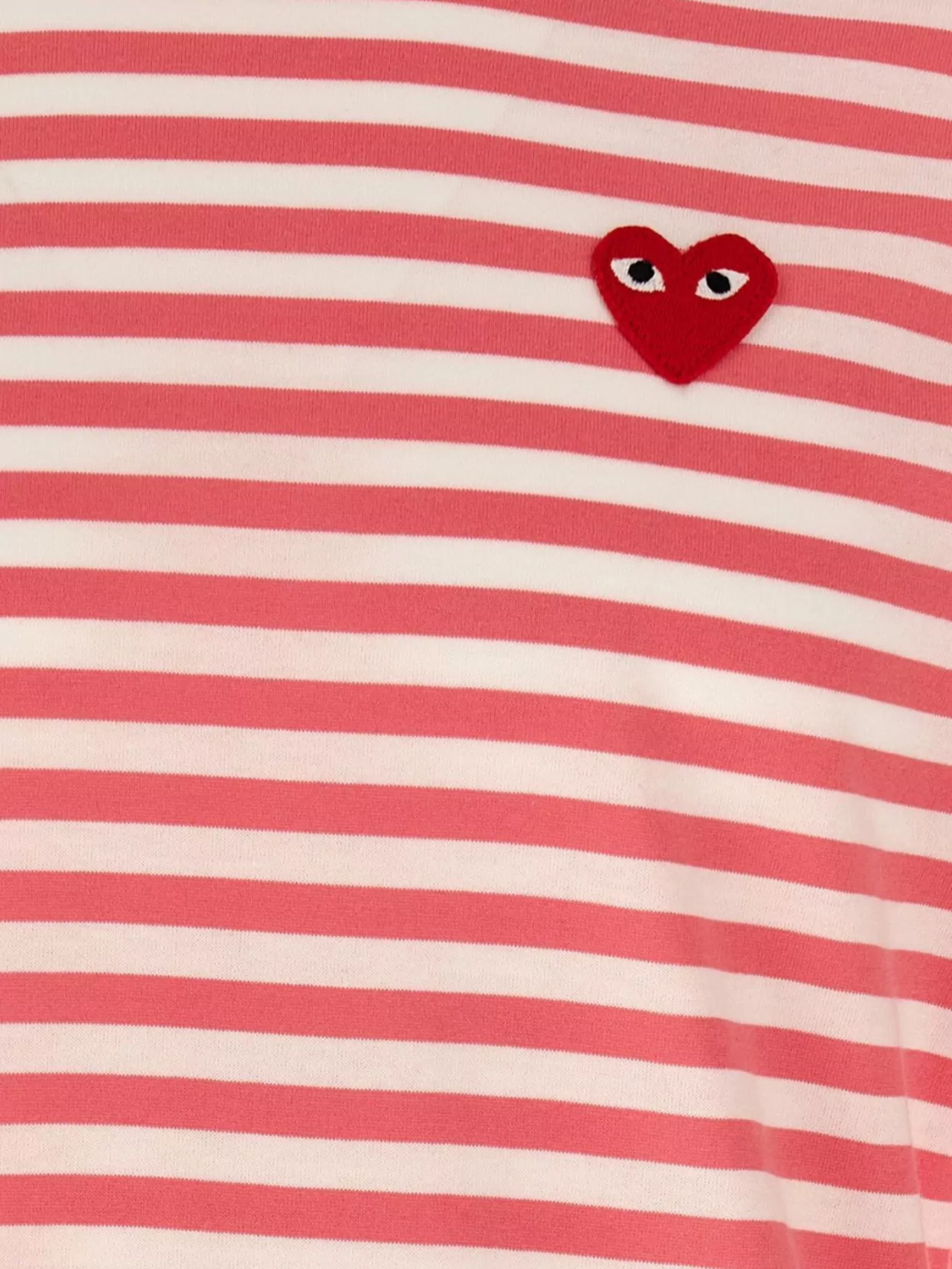 Comme Des Garçons Play Striped Logo Patch Crew Neck T-Shirt