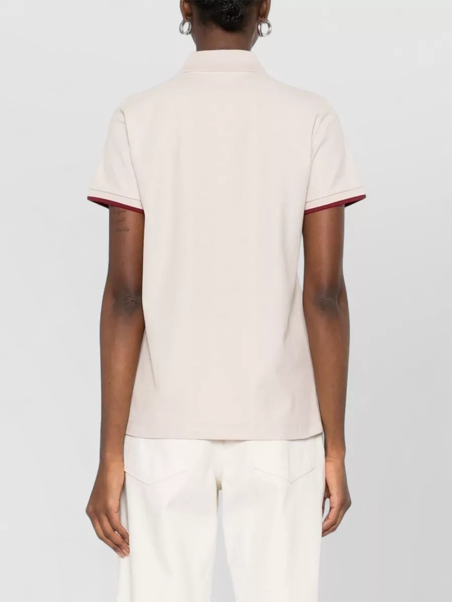 Moncler Logo Cotton Polo Shirt Contrast Collar