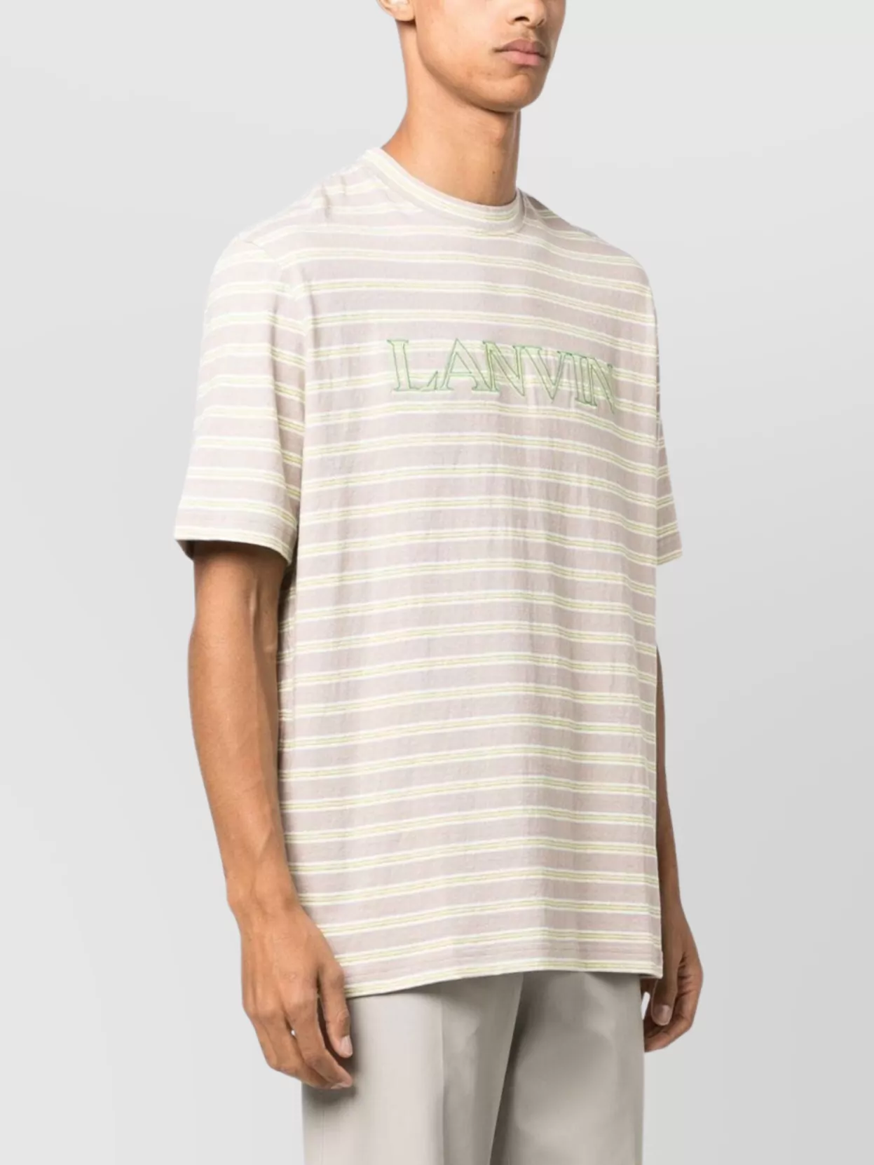 Lanvin Striped Crew Neck Short Sleeve T-Shirt