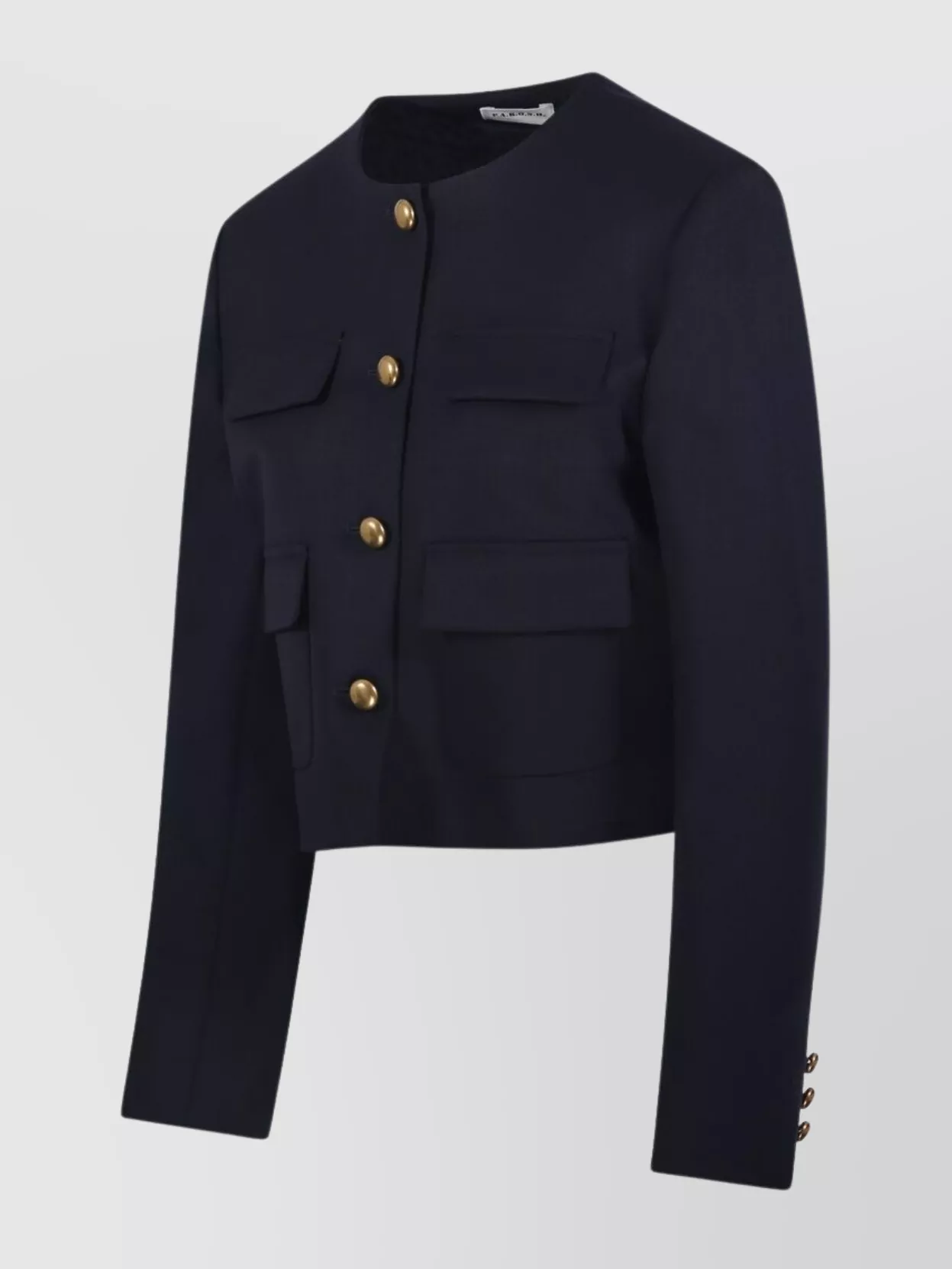 Parosh Cropped Jacket With Gold Buttons And Pockets