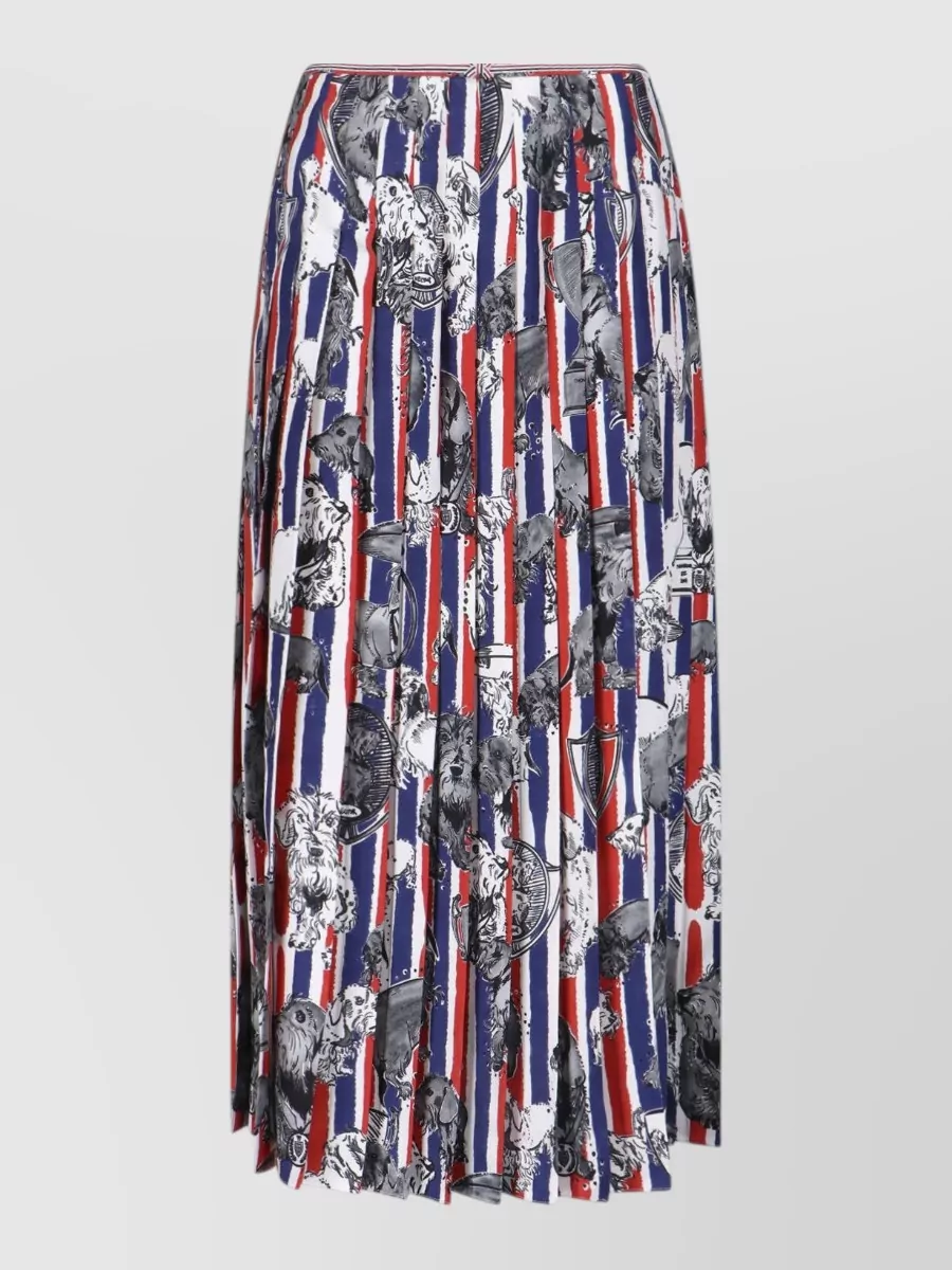 Thom Browne Silk High-Rise Pleated Maxi Skirt