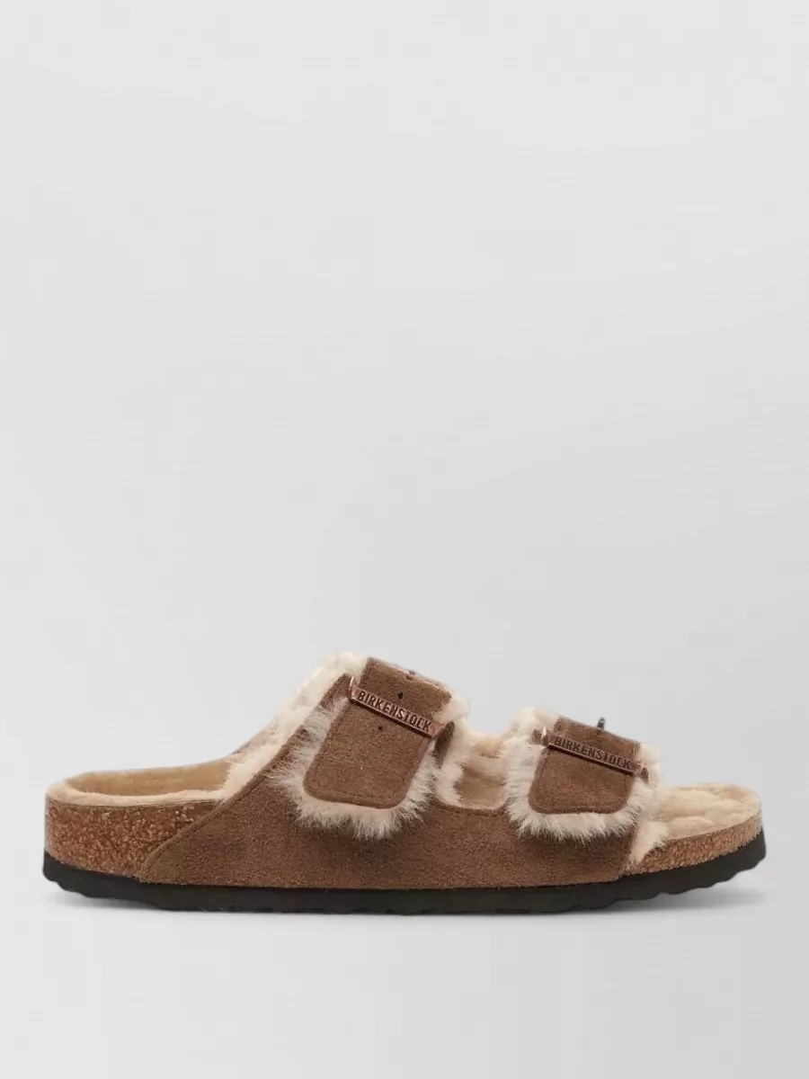 Birkenstock Shearling Suede Leather Slides