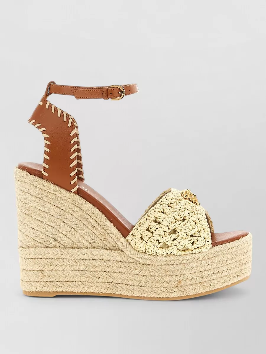 Versace leather wedge espadrille sandals