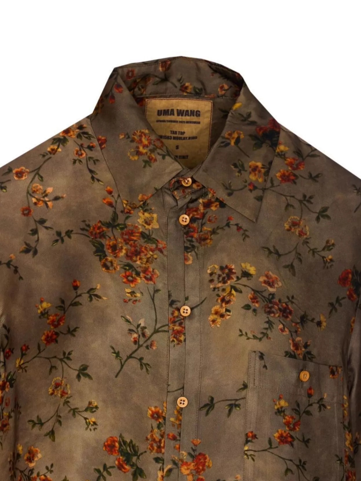 Uma Wang Floral Print Long Sleeve Top With Pocket