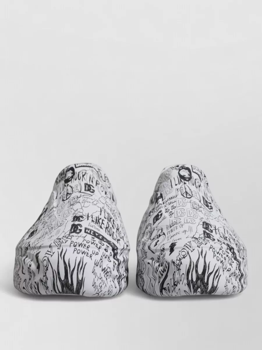 Dolce&Gabbana leather graffiti-print slip-on sneakers