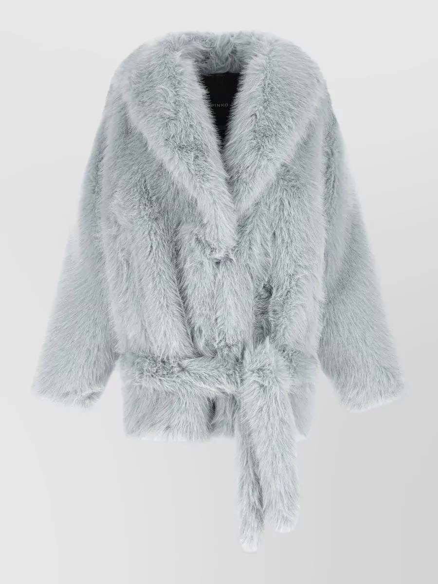 Pinko Faux fur belted coat