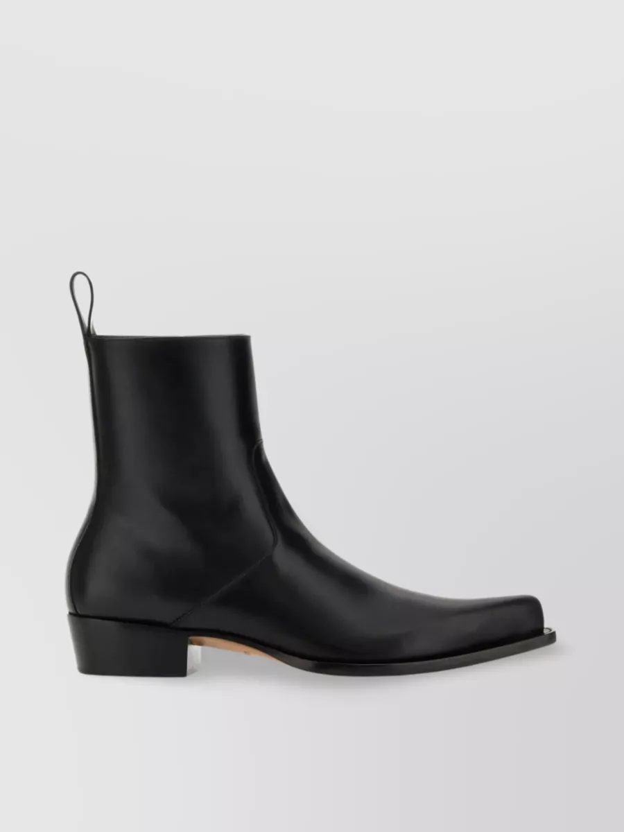 Shop Bottega Veneta Ripley Pointed Toe Leather Ankle Boots In Black