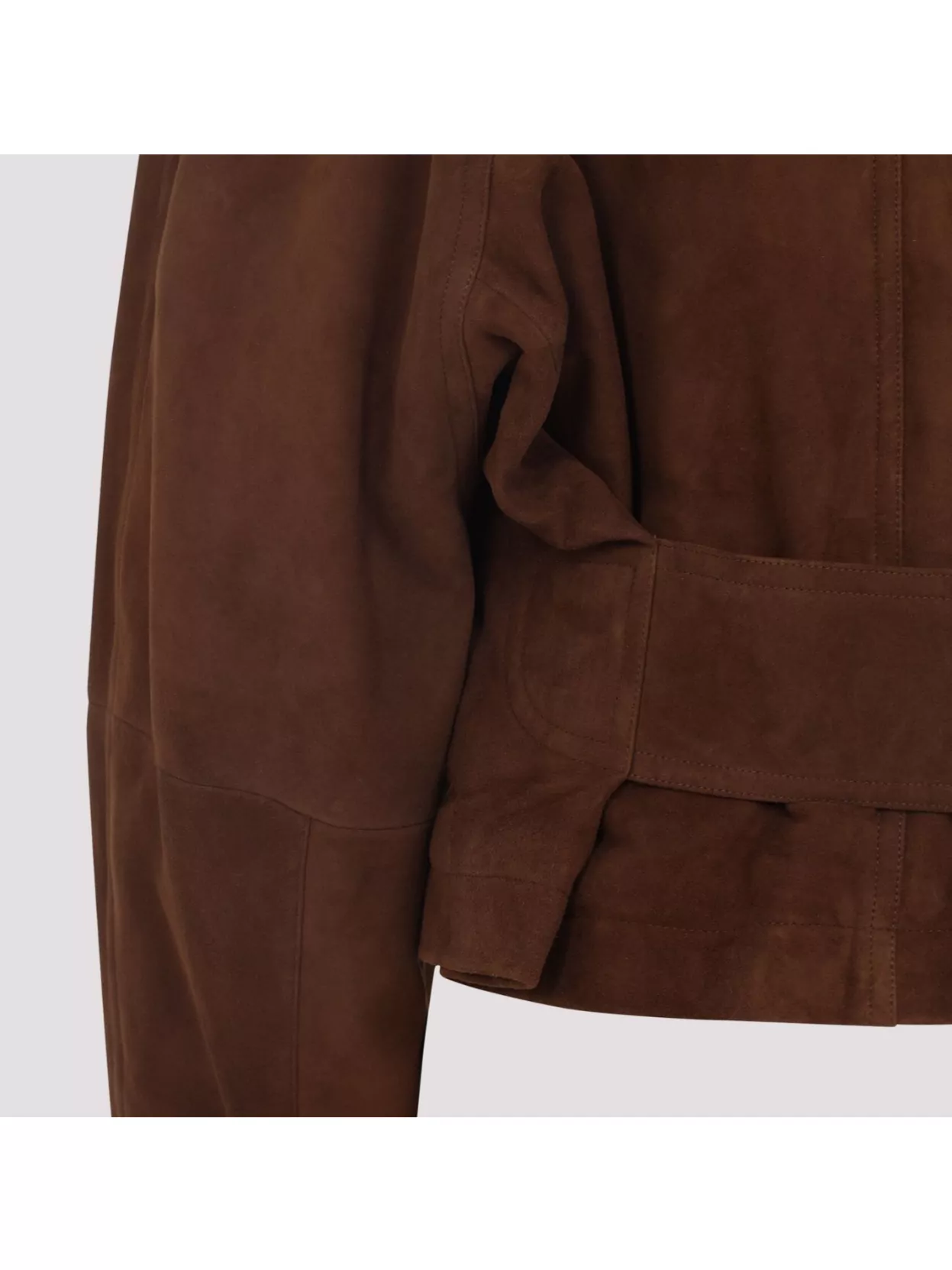 Alaïa Round Zip-up Jacket In Suede In Brown