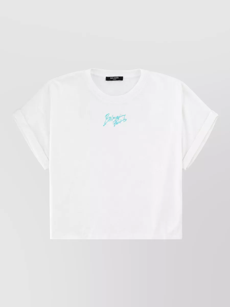 Balmain Cropped Logo T-Shirt