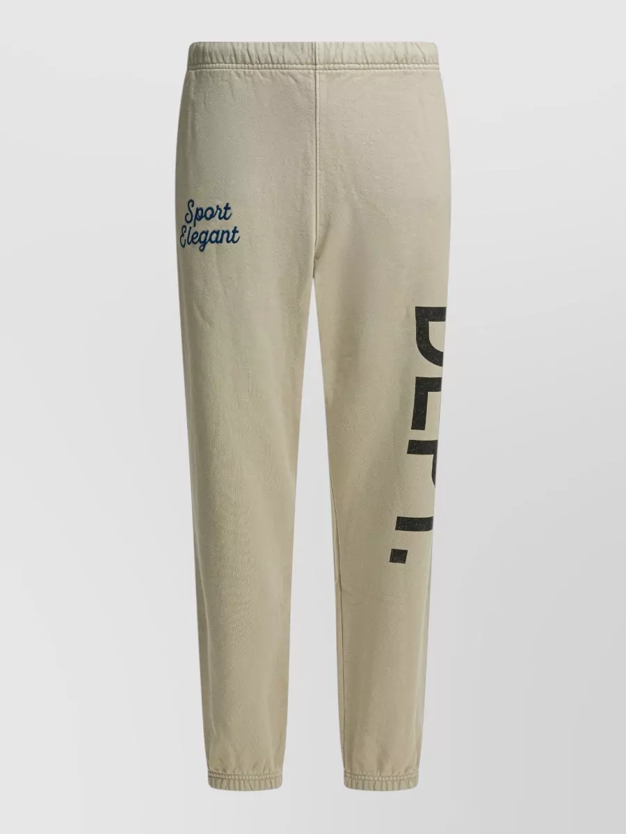 Gallery Dept. Trousers Elastic Waist Cuffs Embroidered Print In Gray