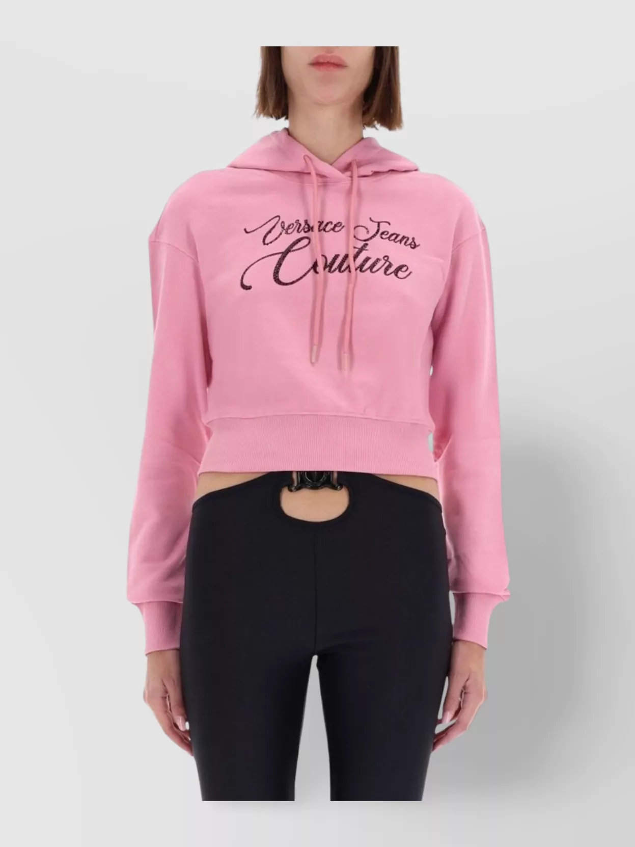 Versace Jeans Couture Hooded Cropped Knitwear Ribbed Cuffs