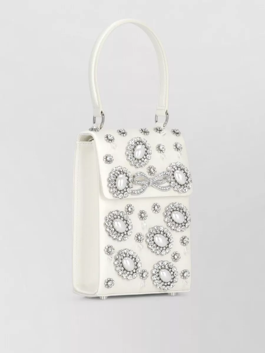 Self-Portrait The Bow Satin Crystal-Embellished Mini Bag