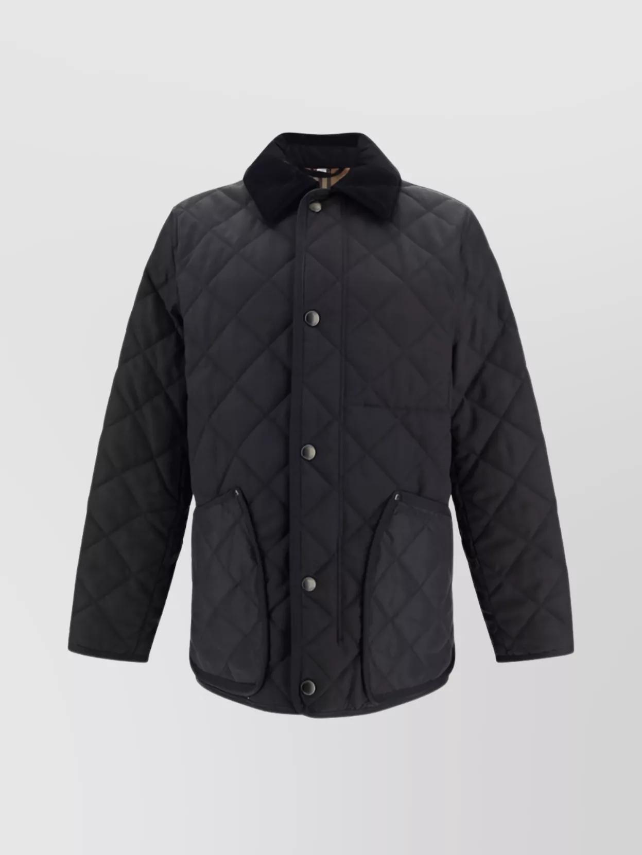 Shop Burberry Jacket Quilted Design Velvet Collar