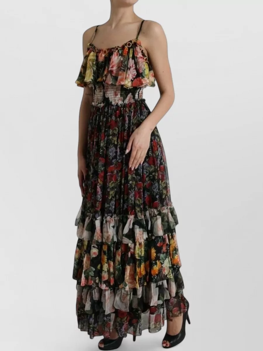 Dolce&Gabbana silk floral-print tiered maxi dress
