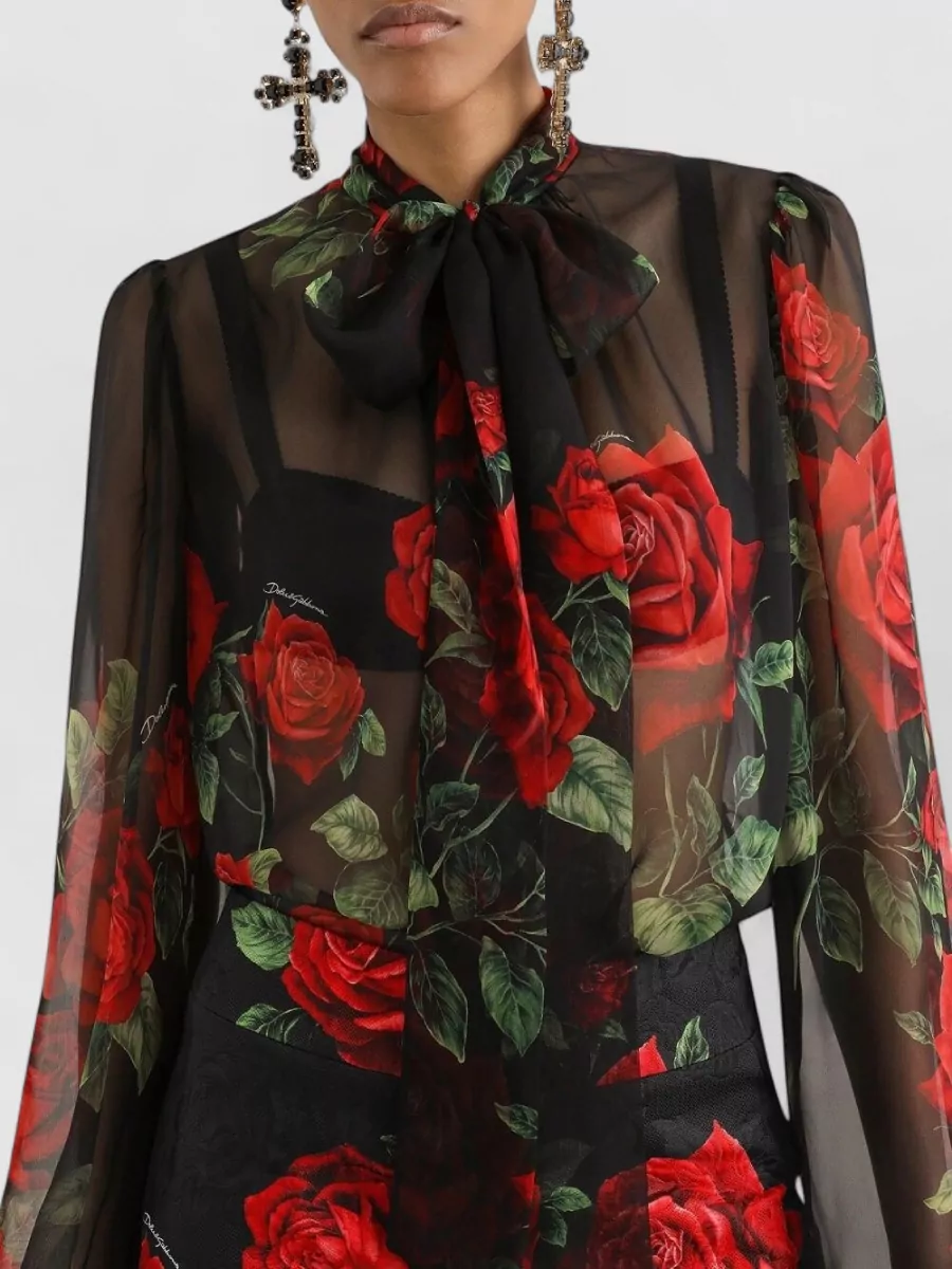 Dolce&Gabbana Silk Floral-Print Chiffon Blouse