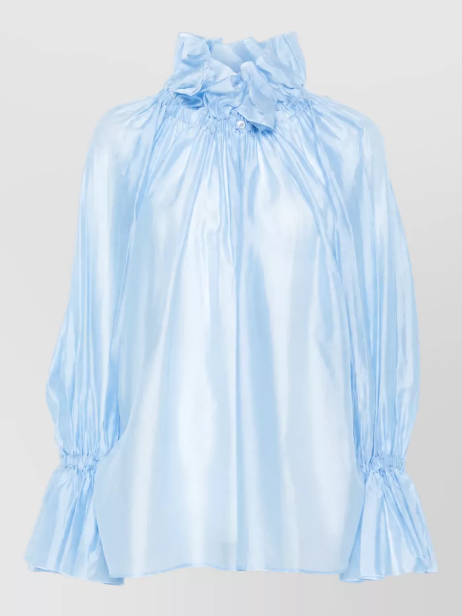 Thelatest Sheer ruffled high-neck blouse
