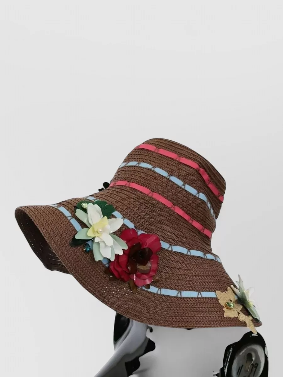Dolce&Gabbana Knitted Floral-Appliqué Sun Hat