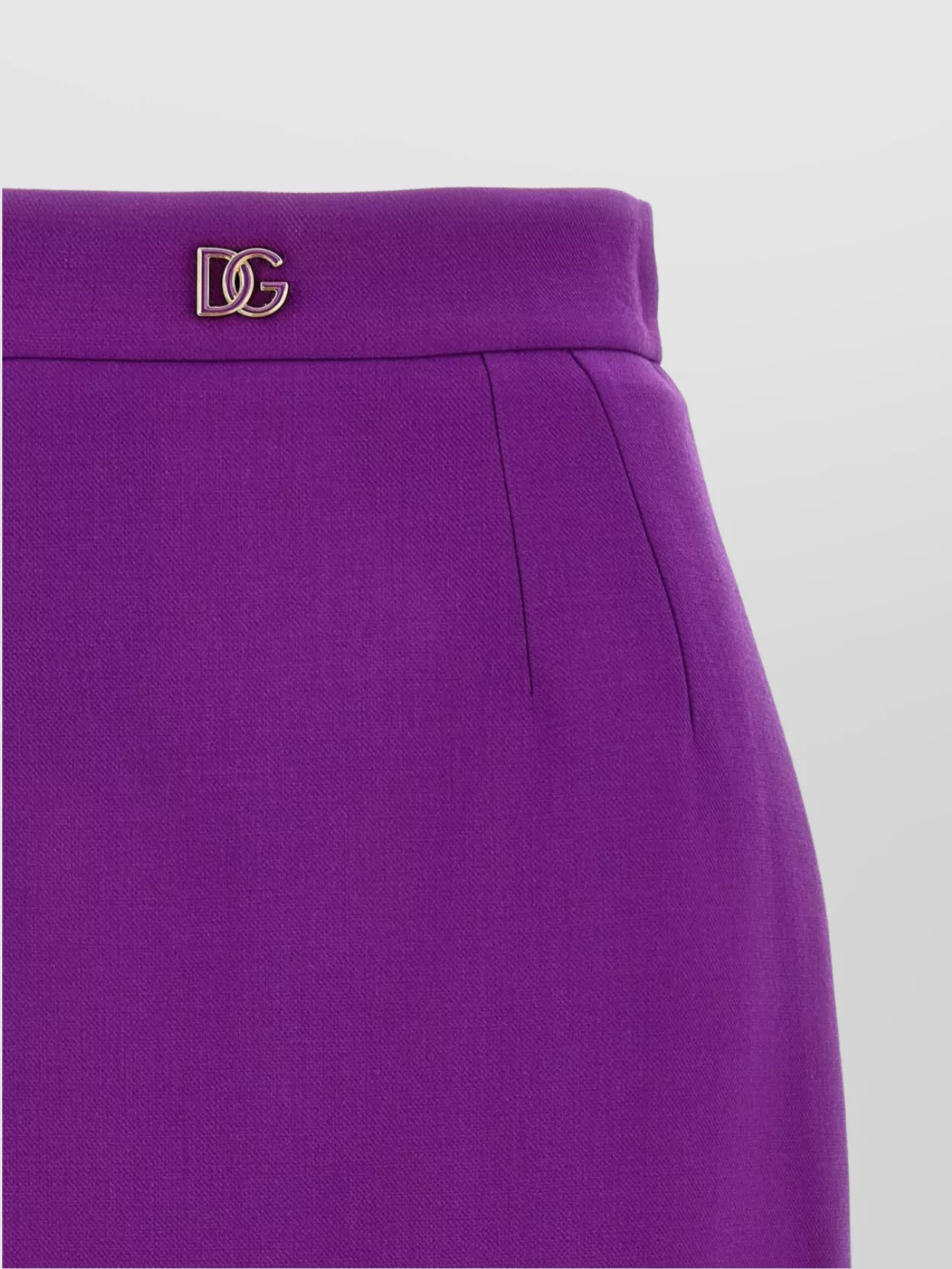 Dolce & Gabbana Metallic Logo Skirt Front Slit High Waist In Purple