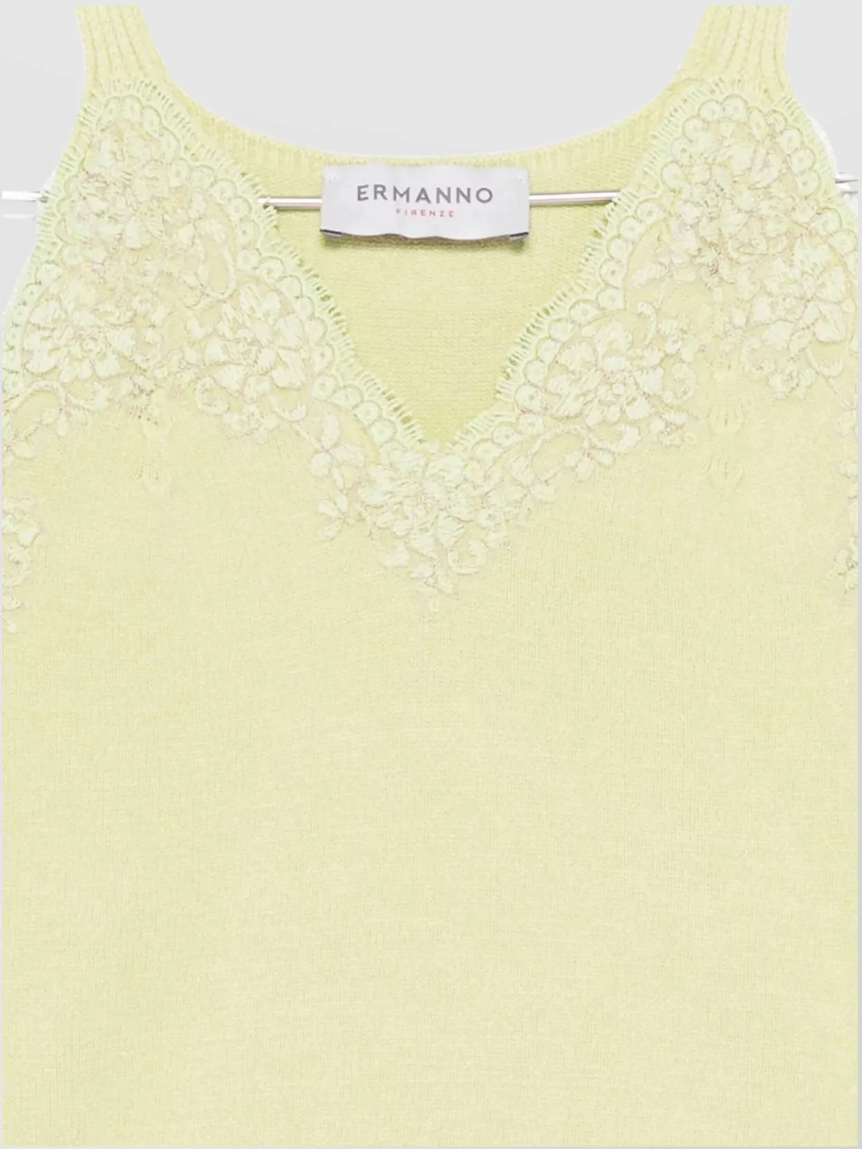 Ermanno Firenze Lace And Ribbed Spaghetti Strap Top
