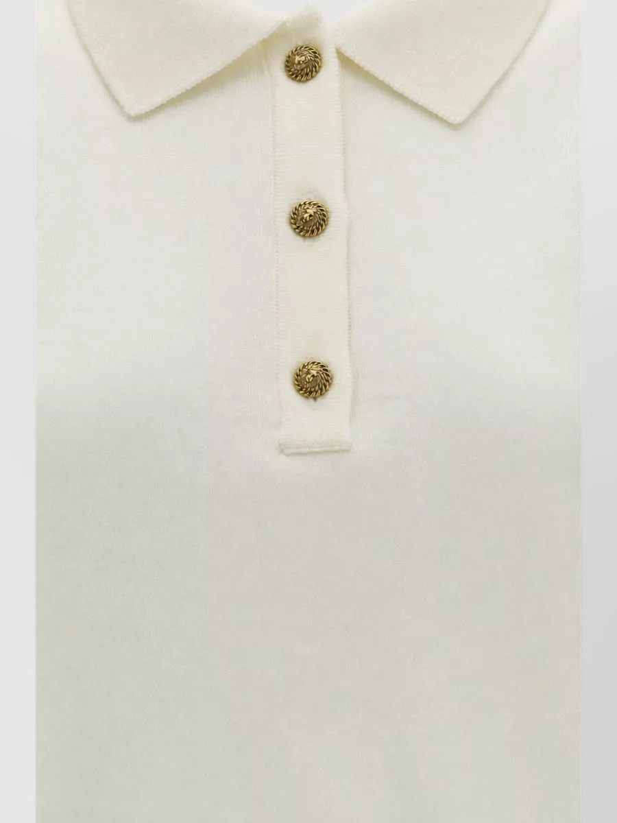 Balmain Merino Wool Short-Sleeve Polo Top