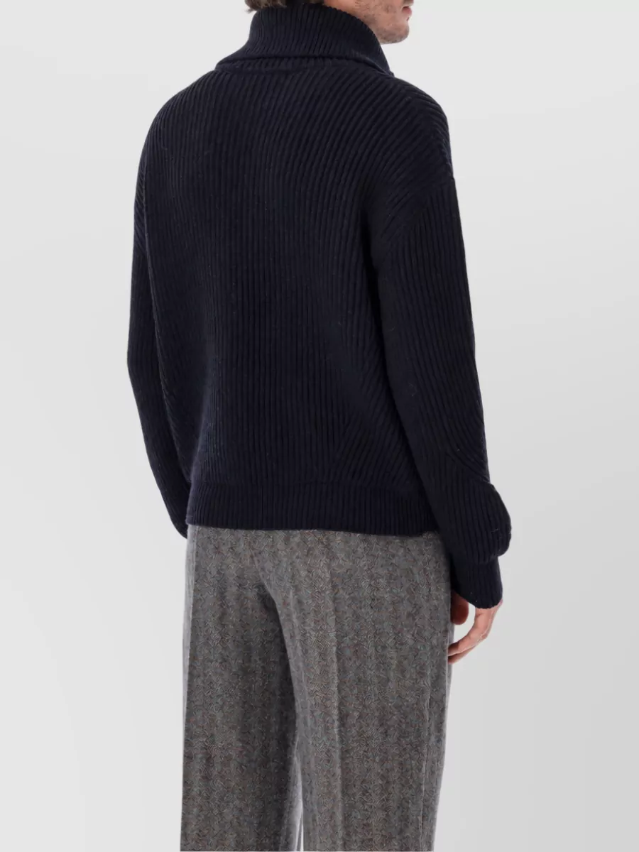 Dries Van Noten Wool Ribbed Relaxed-Fit Polo Sweater