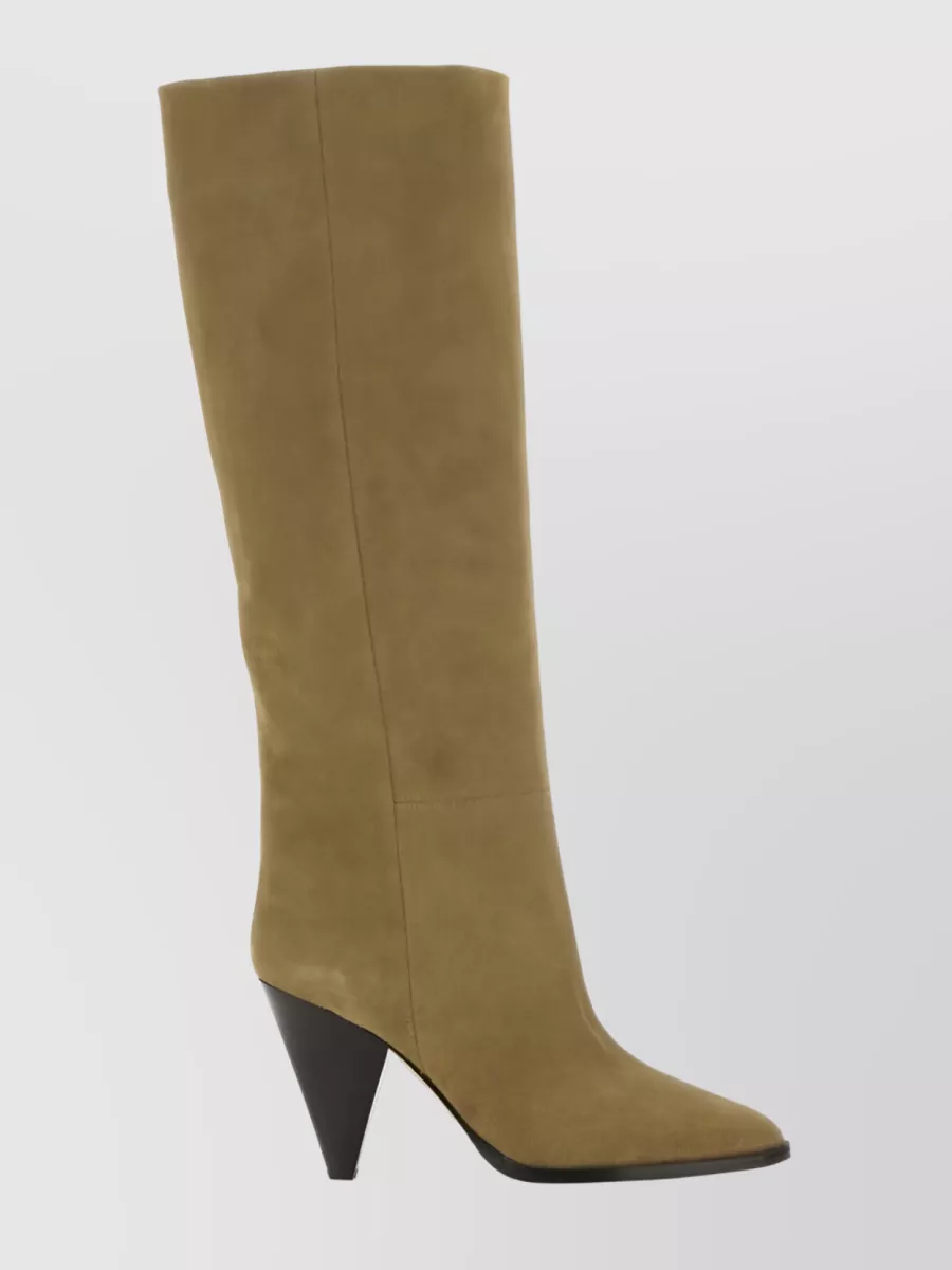 Shop Isabel Marant Ririo Cone-heel 90mm Suede Boots In Brown