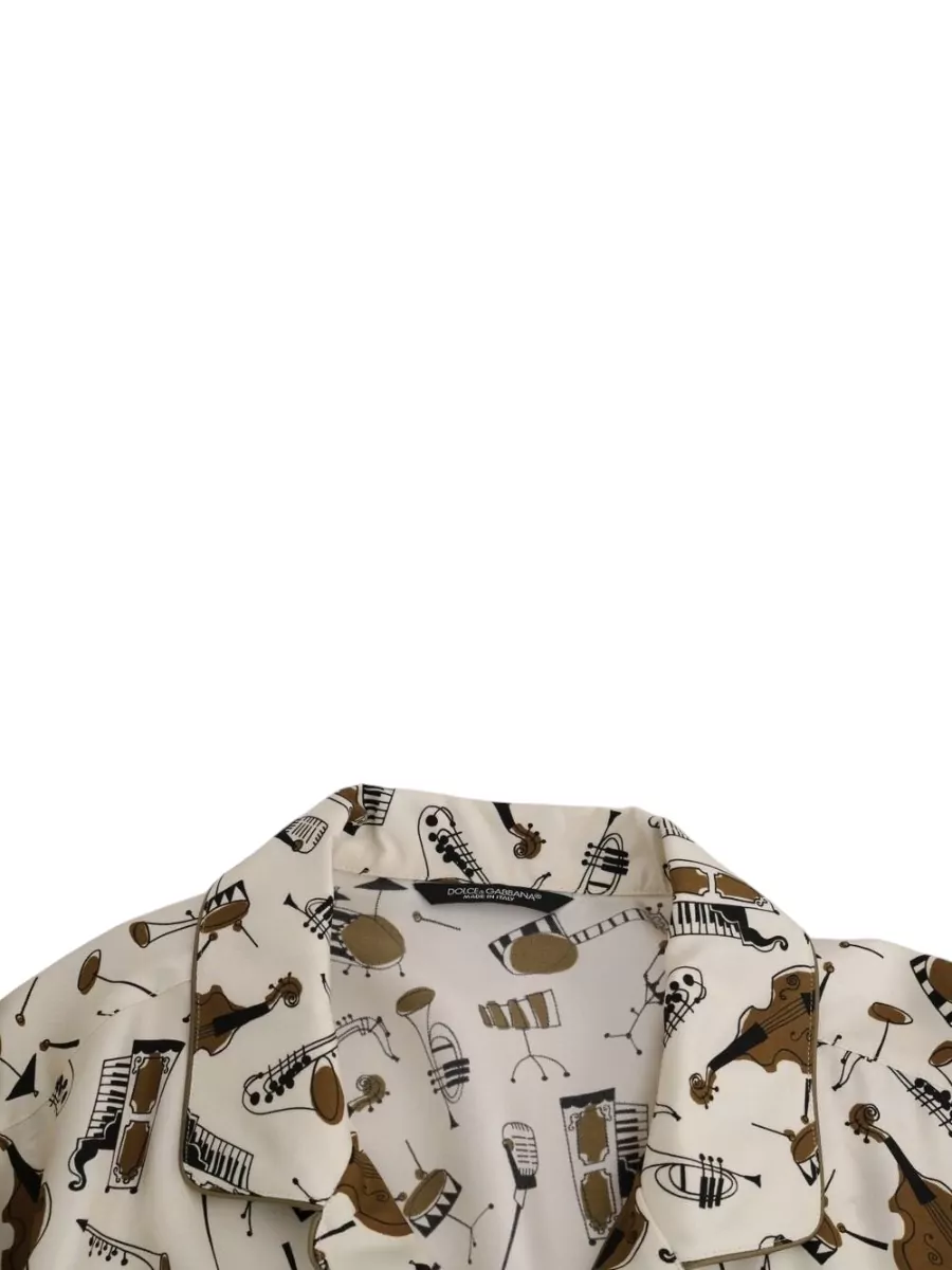 Dolce&Gabbana Silk Printed Long-Sleeve Shirt