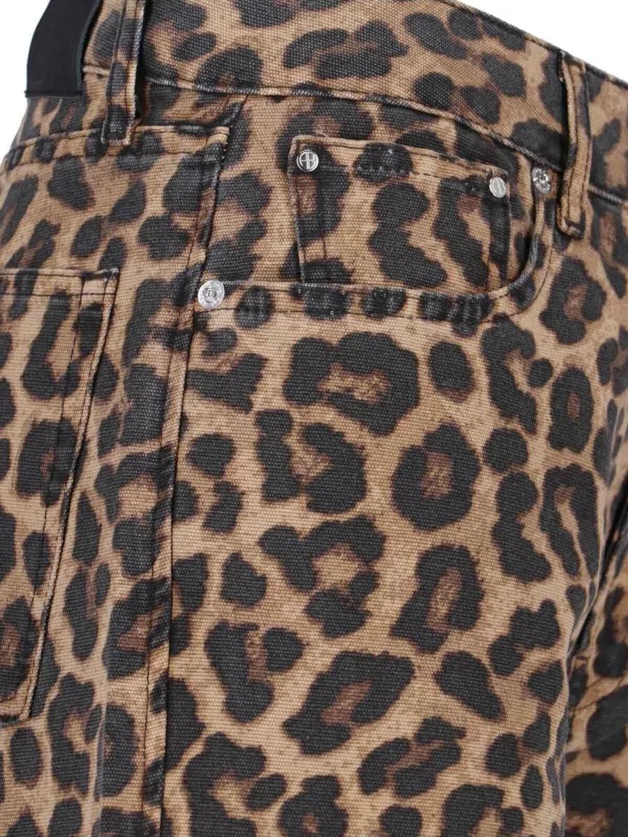 Anine Bing High Waist Animal Print Wide Leg Trousers