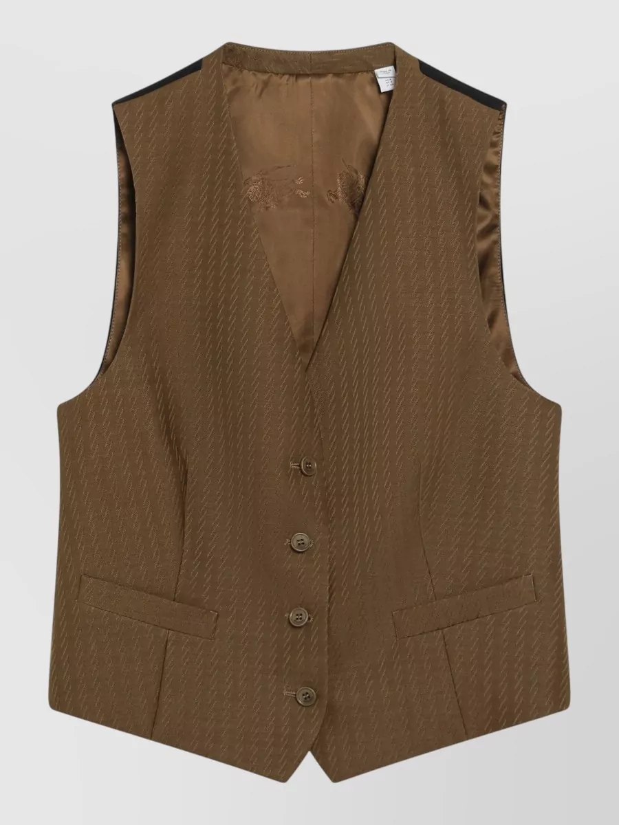 Burberry Tailored Sleeveless Vest V Neckline In Brown