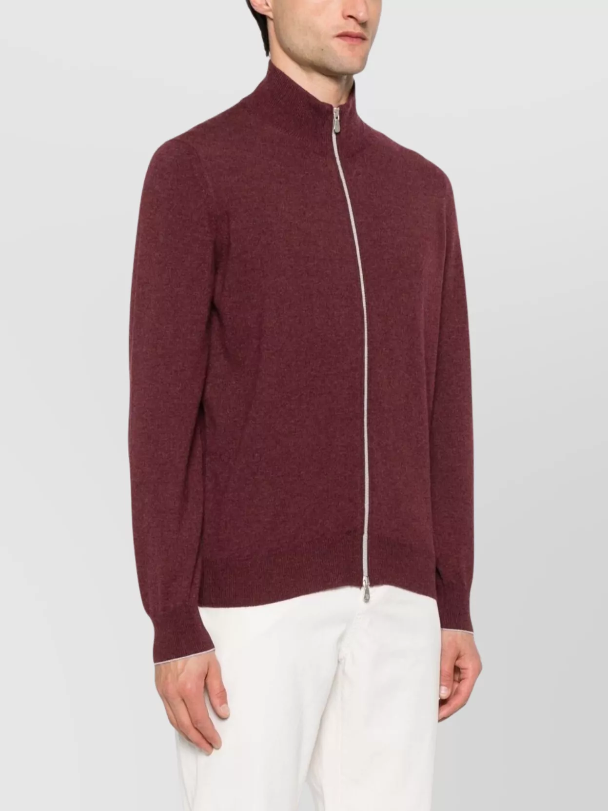 Brunello Cucinelli Cashmere High Collar Zip Cardigan