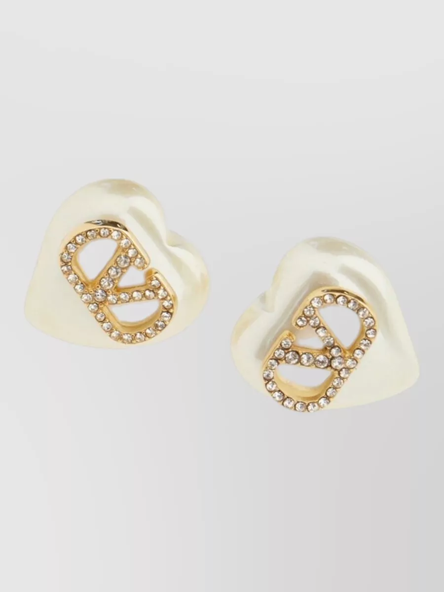 Valentino Garavani Crystal-Embellished Heart-Shaped Stud Earrings