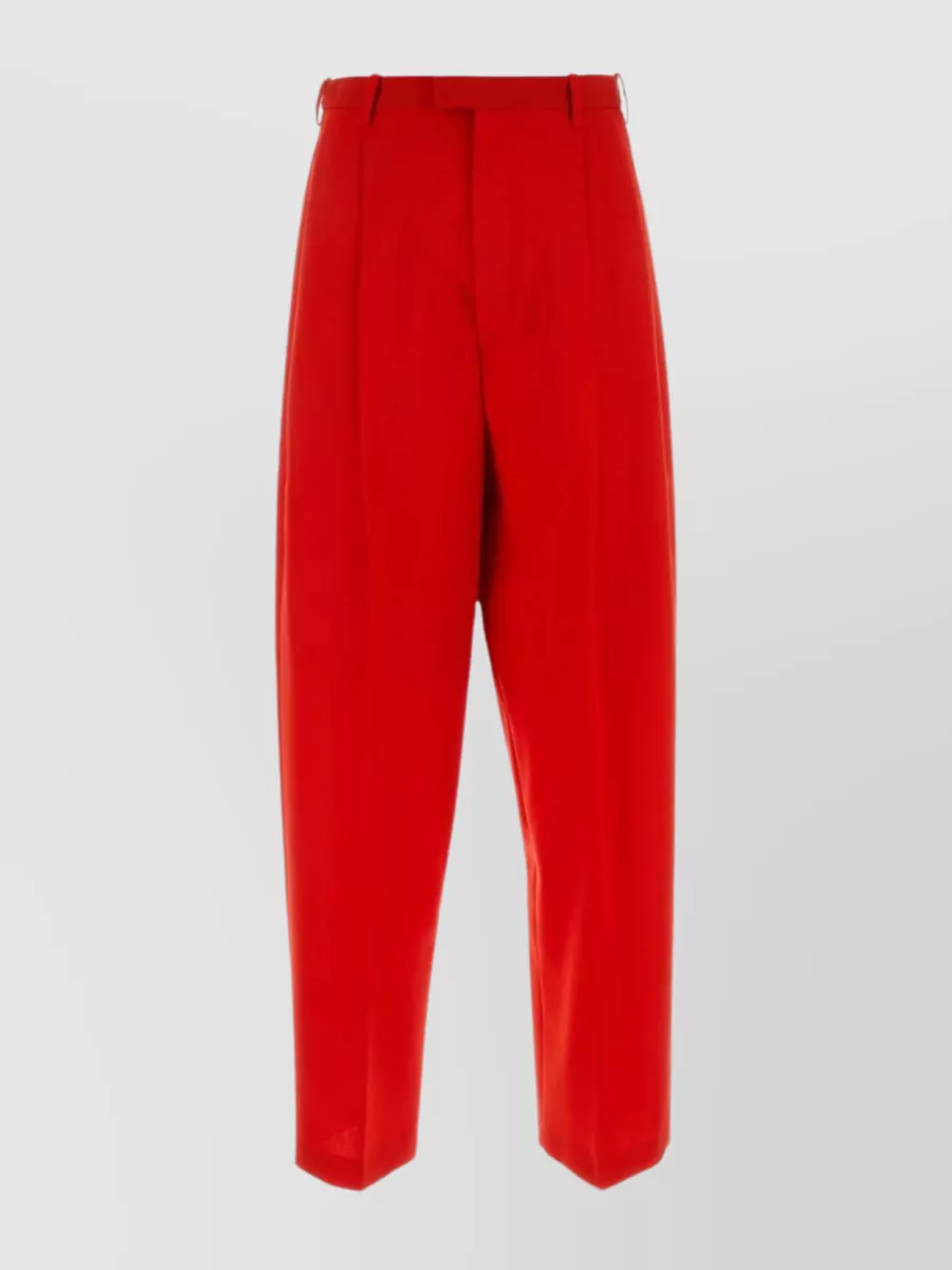 Marni Pleated Wool Trousers With Belt Loops In Red