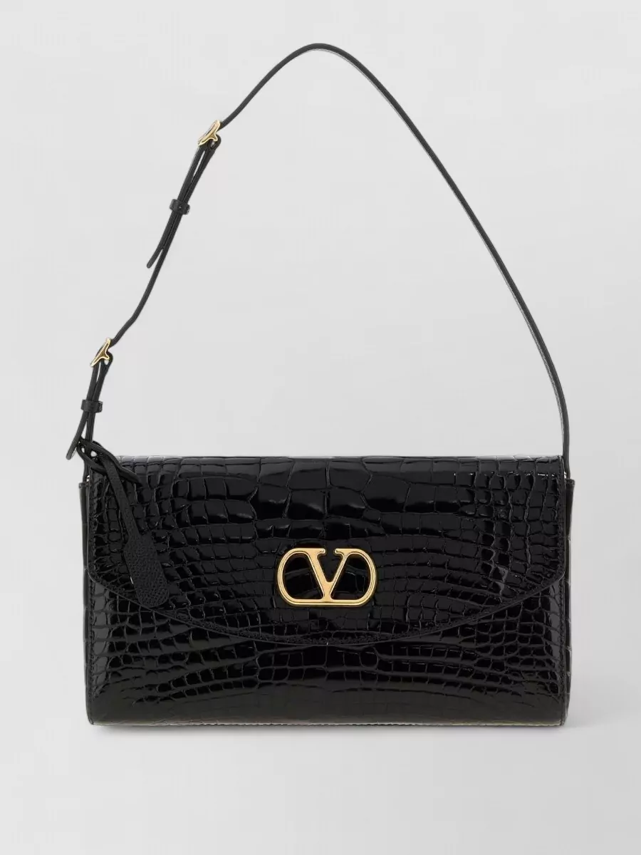 Valentino Garavani De Vain Alligator Leather Clutch Bag