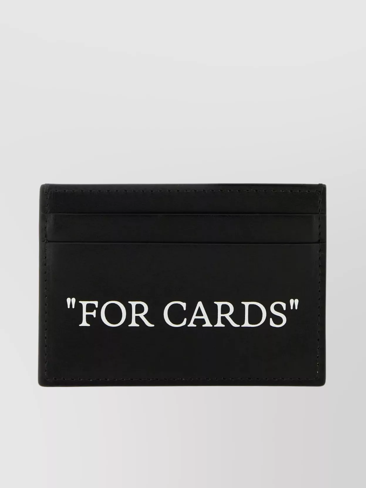 Shop Off-white Text Print Leather Card Holder In Black