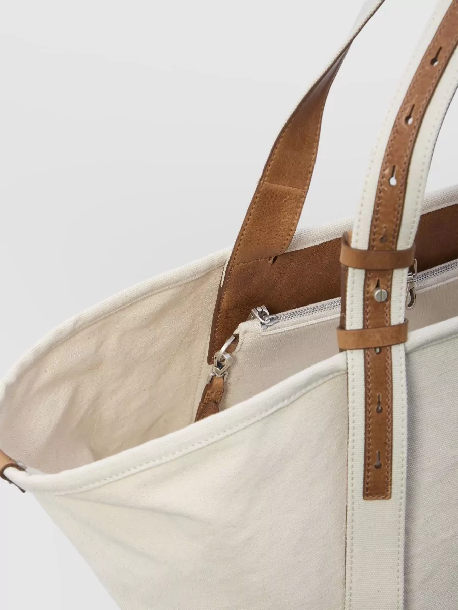 Golden Goose Canvas Beach Bag Structured Base Dual Handles
