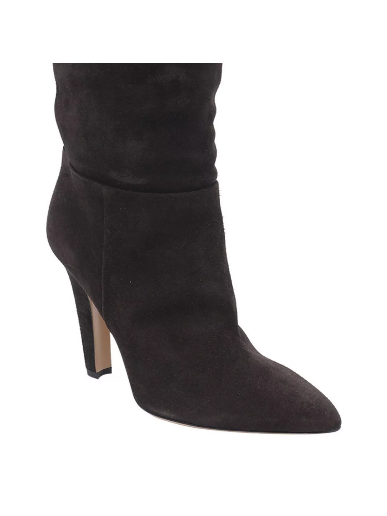 Paris Texas Suede Over The Knee Pointed Toe Boots In Brown