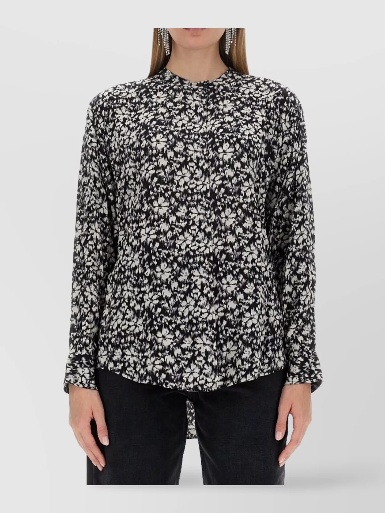 Isabel Marant Etoile Floral Collared Shirt Curved Hem