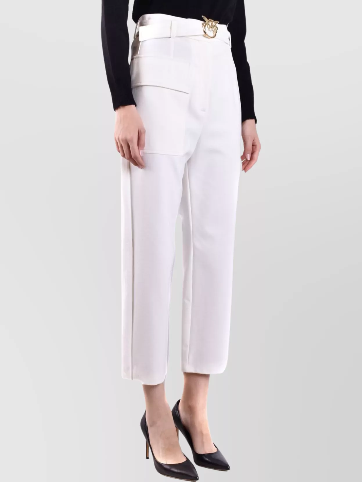 Pinko High Waist Cropped Trousers With Cargo Pockets