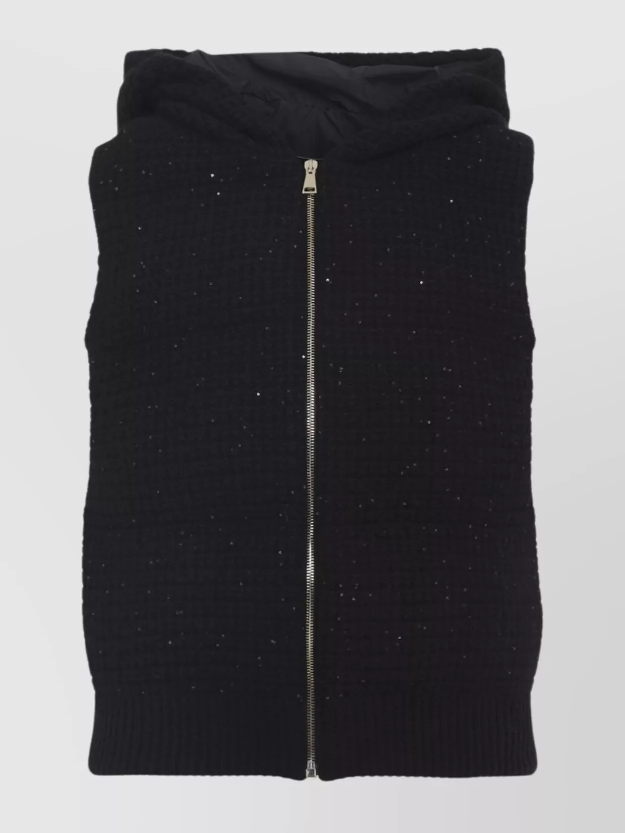 Fabiana Filippi Hooded Sequin Padded Vest In Black