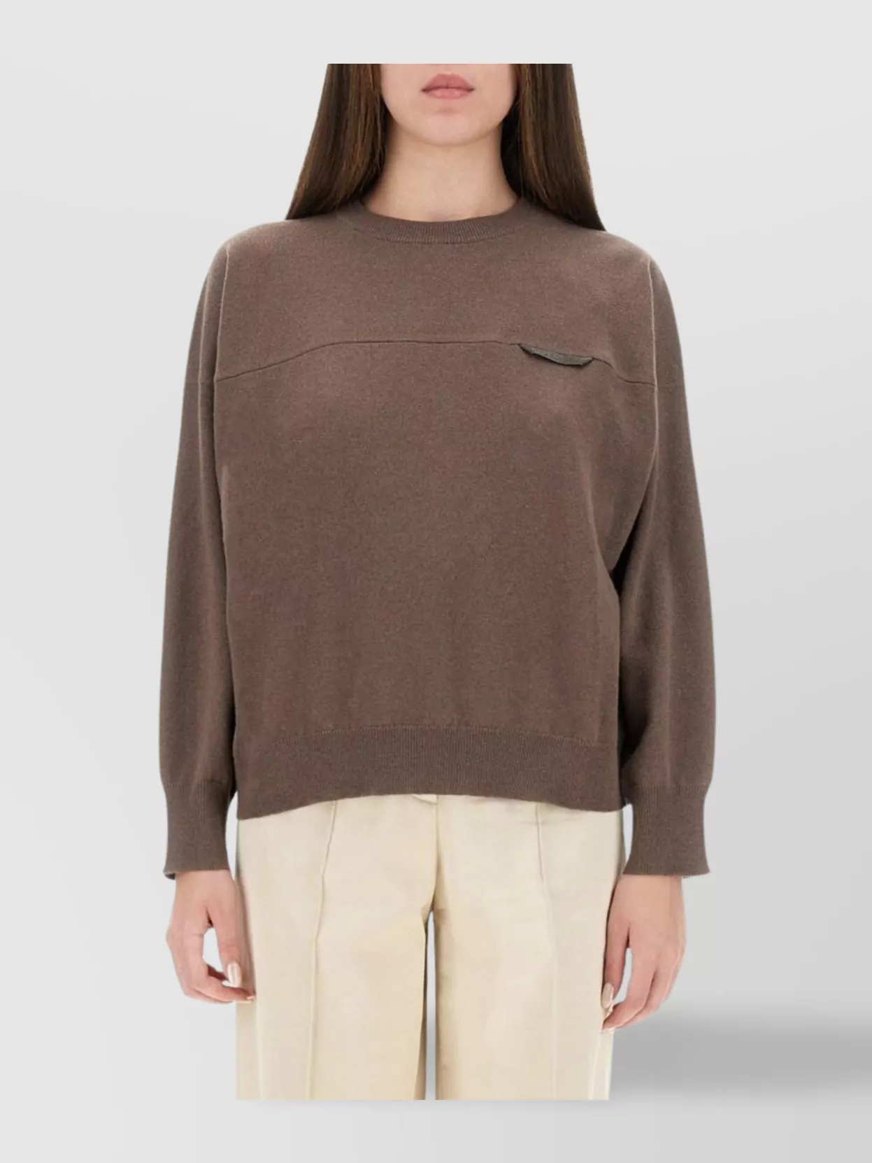 Brunello Cucinelli Cashmere Long Sleeve Sweater Pocket Detail