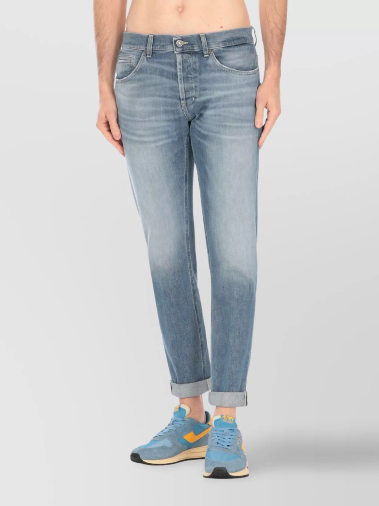 Dondup Straight Skinny Fit Rolled Cuffs Trousers