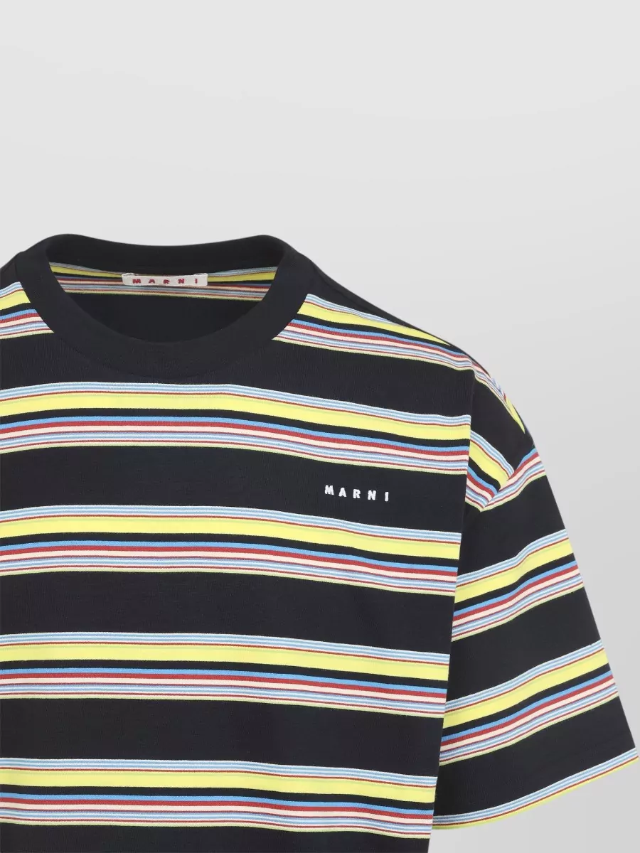 Marni Striped Cotton Crew Neck Short Sleeve T-Shirt