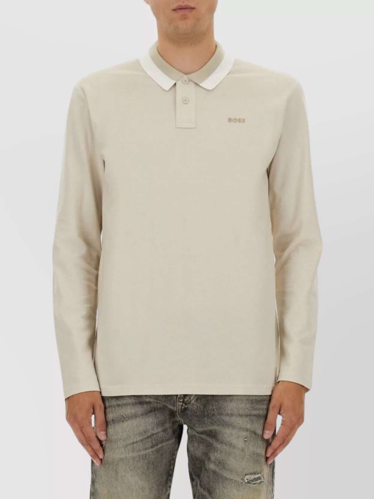 Boss Polo Shirt With Long Sleeves And Collar