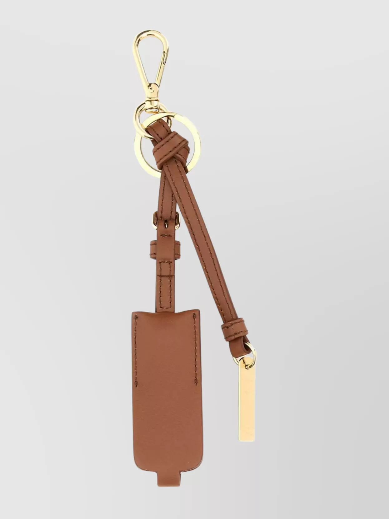 Prada Leather Keychain Charm With Mirror Case In Brown