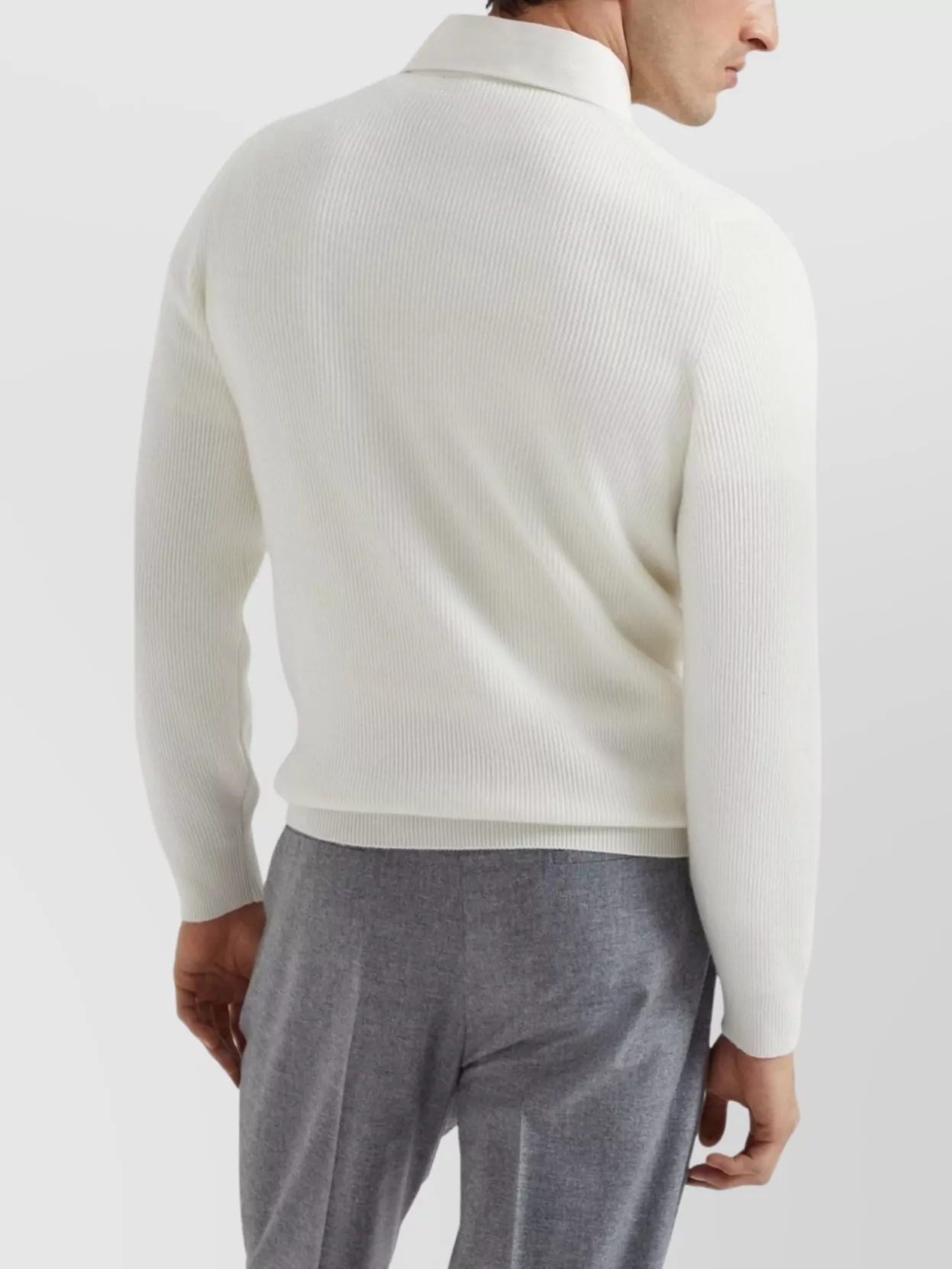 Brunello Cucinelli Long Sleeve V Neck Ribbed Sweater
