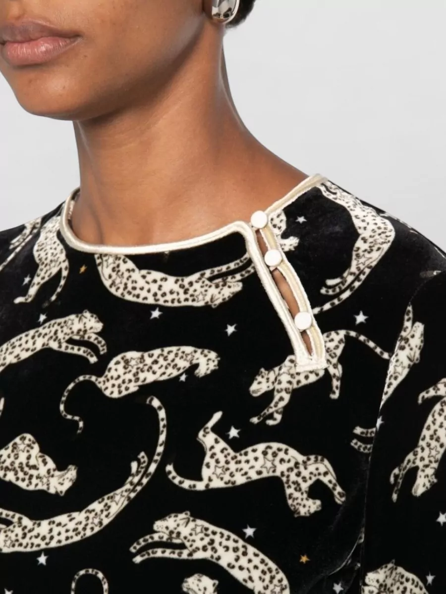 Forte Forte Silk Leopard-Print Long-Sleeve Blouse