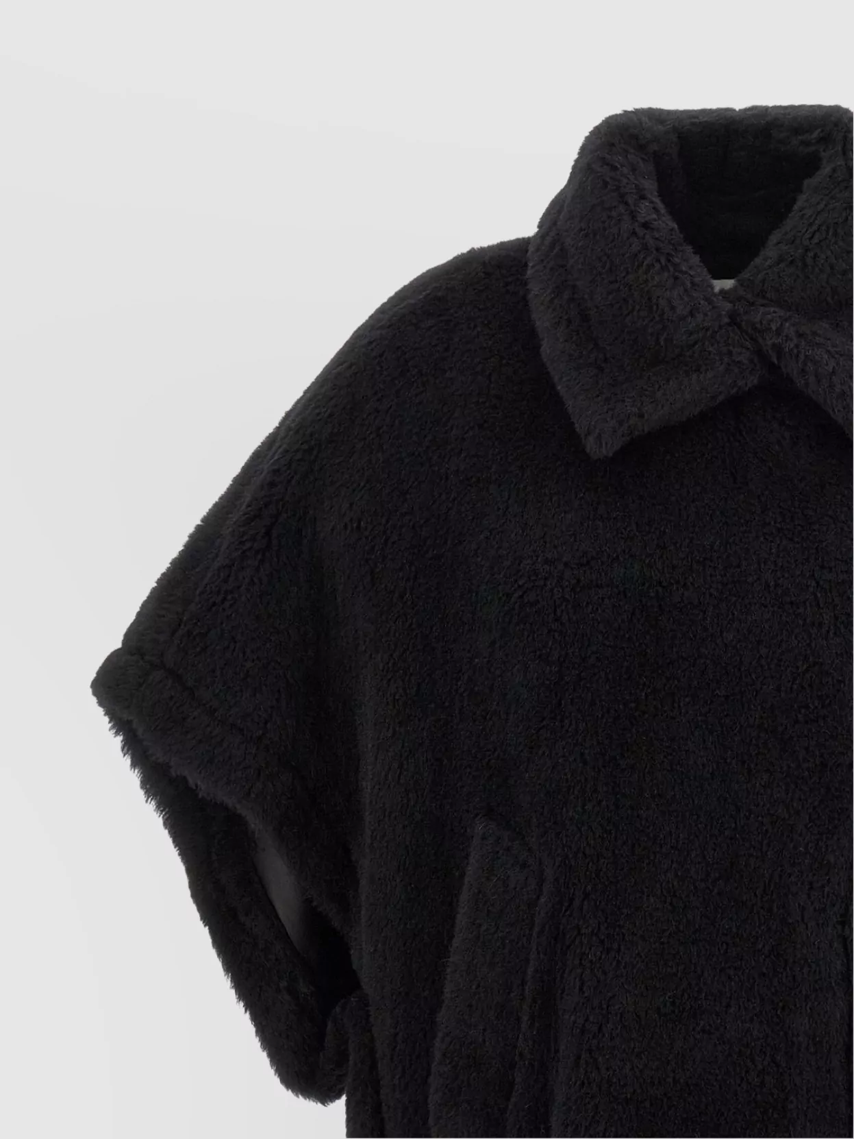 Max Mara Short Sleeve Oversized Collar Faux Fur Cape